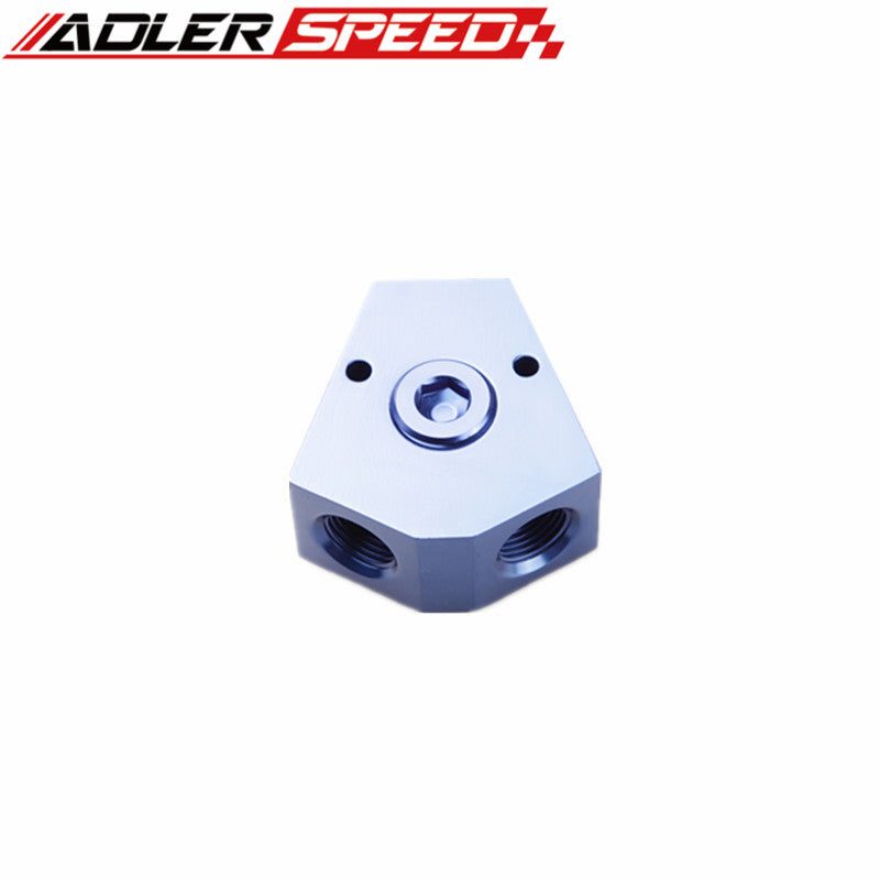 1/2'' Inlet 1/2'' Outlet Female Y-Block Fitting With 1/8" NPT Gauge Port Aluminum