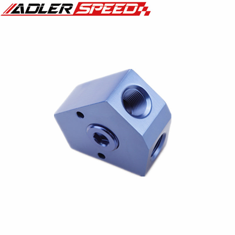 3/8'' Inlet 3/8'' Outlet Female Y-Block Fitting With 1/8" NPT Gauge Port Aluminum
