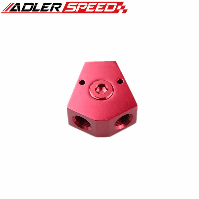 3/8'' Inlet 3/8'' Outlet Female Y-Block Fitting With 1/8" NPT Gauge Port Aluminum